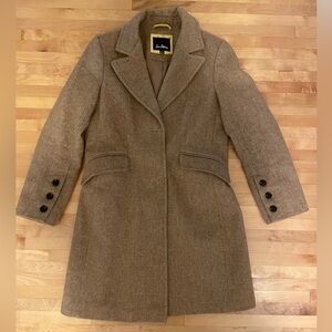 Sam Edelman Reefer Single Breasted Wool Blend Twill Coat in Maple Size Medium